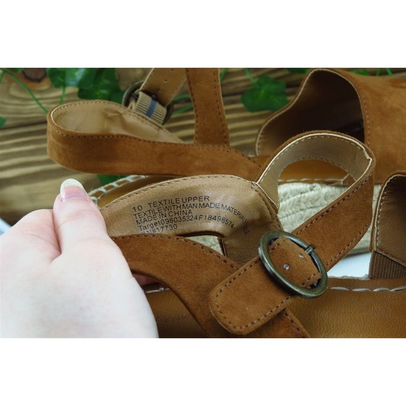 Universal Thread Sz 10 M Brown Ankle Strap Leather Women Sandals - Picture 6 of 8